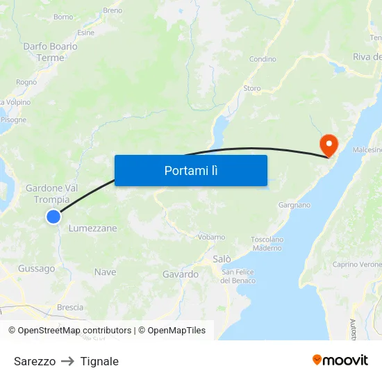 Sarezzo to Tignale map
