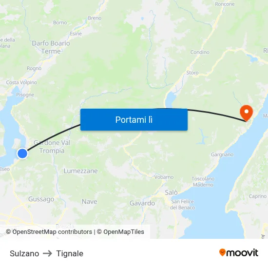 Sulzano to Tignale map