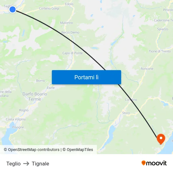 Teglio to Tignale map