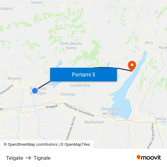 Telgate to Tignale map