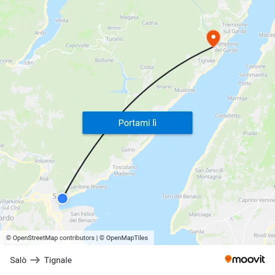 Salò to Tignale map