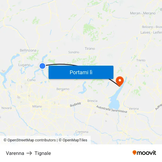Varenna to Tignale map