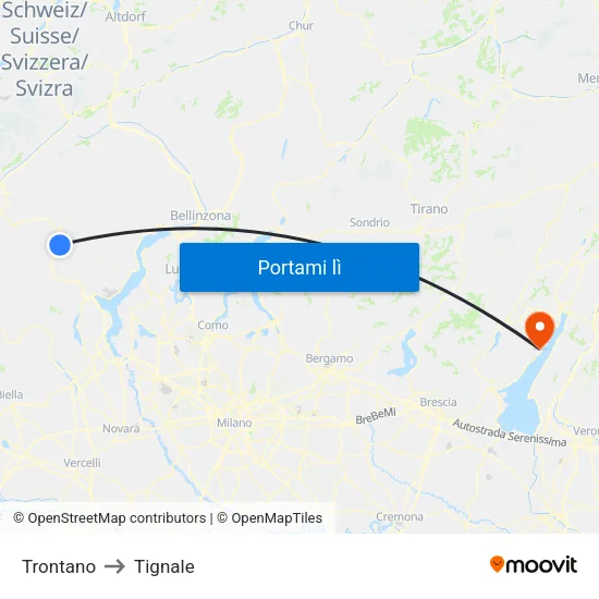 Trontano to Tignale map