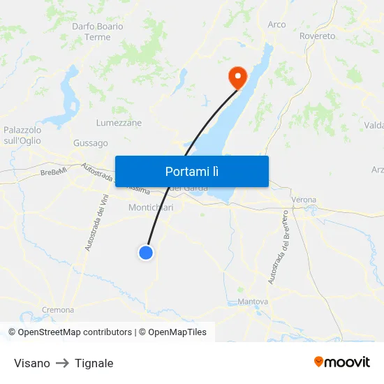 Visano to Tignale map