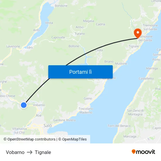 Vobarno to Tignale map