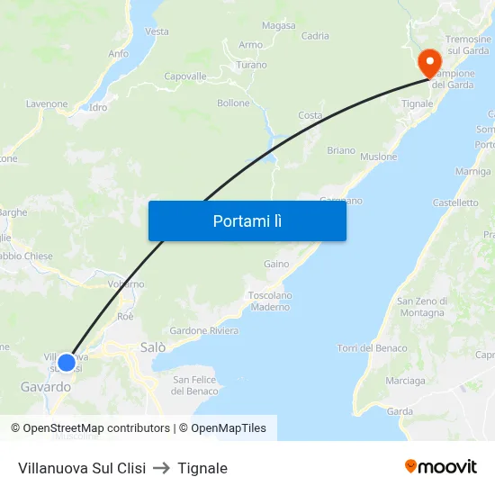 Villanuova Sul Clisi to Tignale map
