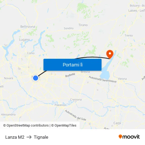 Lanza M2 to Tignale map