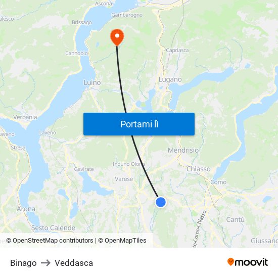Binago to Veddasca map