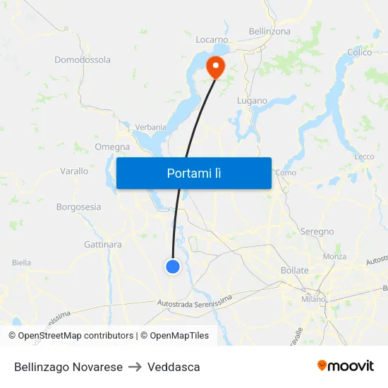 Bellinzago Novarese to Veddasca map