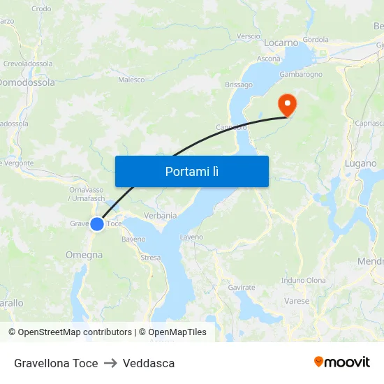 Gravellona Toce to Veddasca map