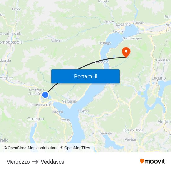 Mergozzo to Veddasca map