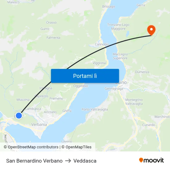San Bernardino Verbano to Veddasca map