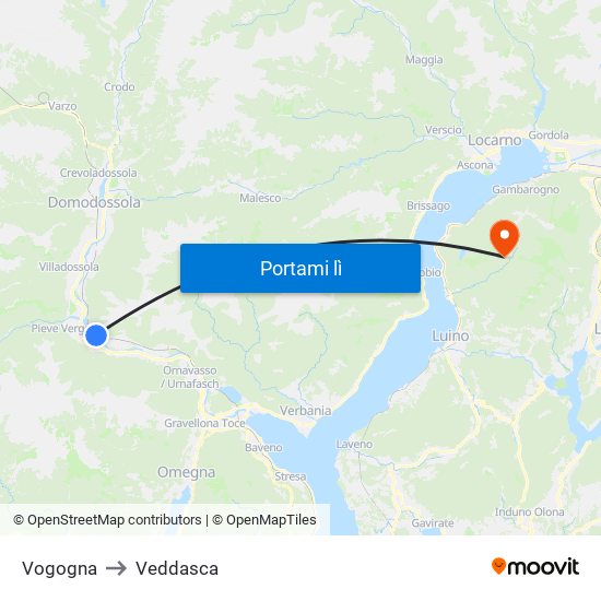 Vogogna to Veddasca map