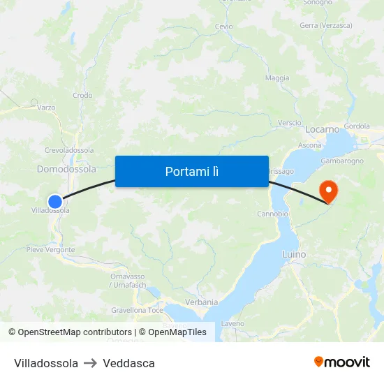 Villadossola to Veddasca map