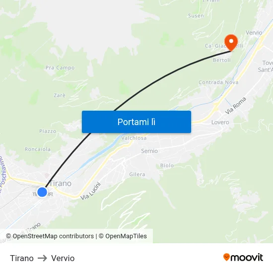Tirano to Vervio map