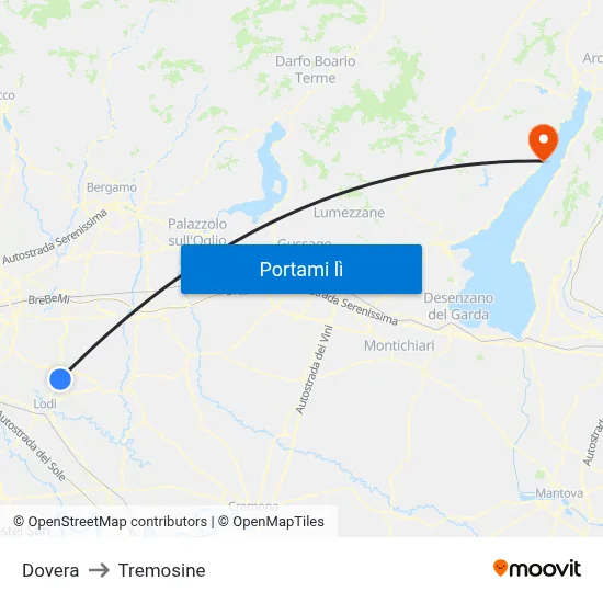 Dovera to Tremosine map