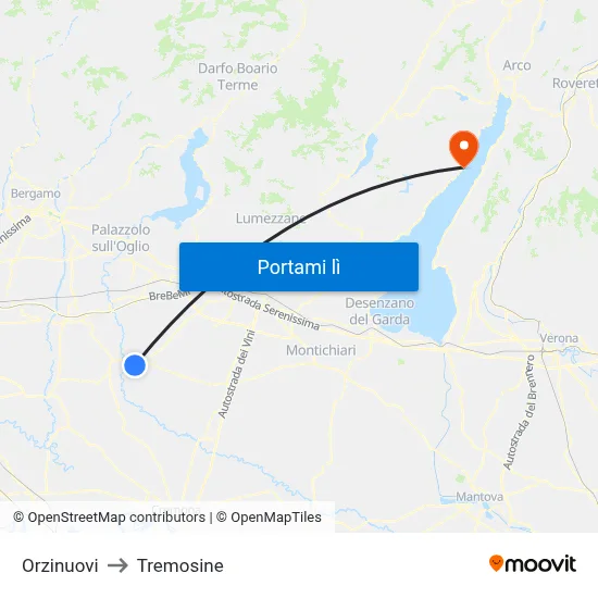 Orzinuovi to Tremosine map