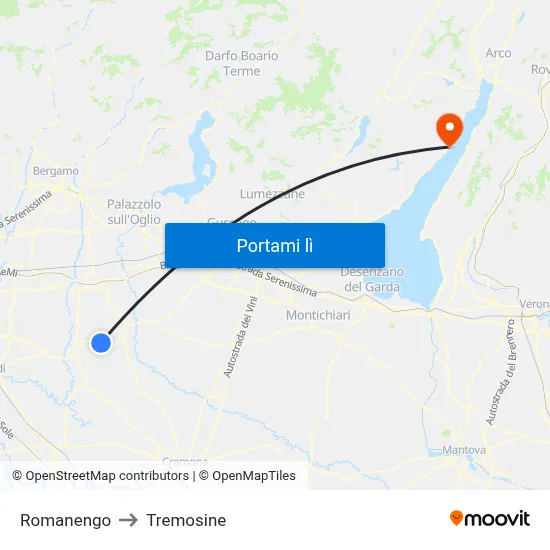 Romanengo to Tremosine map