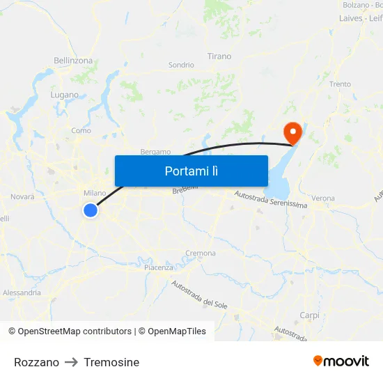 Rozzano to Tremosine map