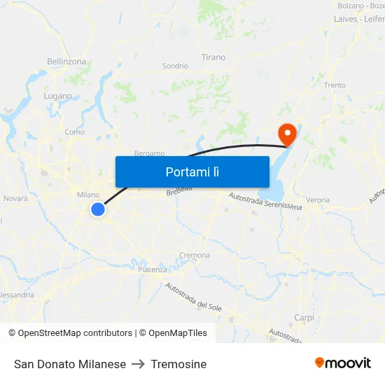 San Donato Milanese to Tremosine map