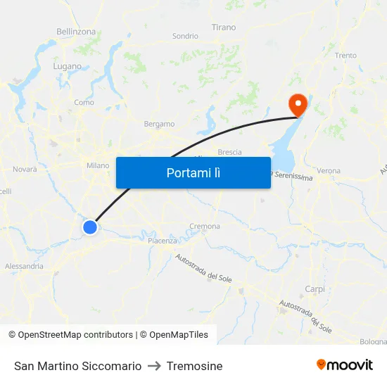 San Martino Siccomario to Tremosine map