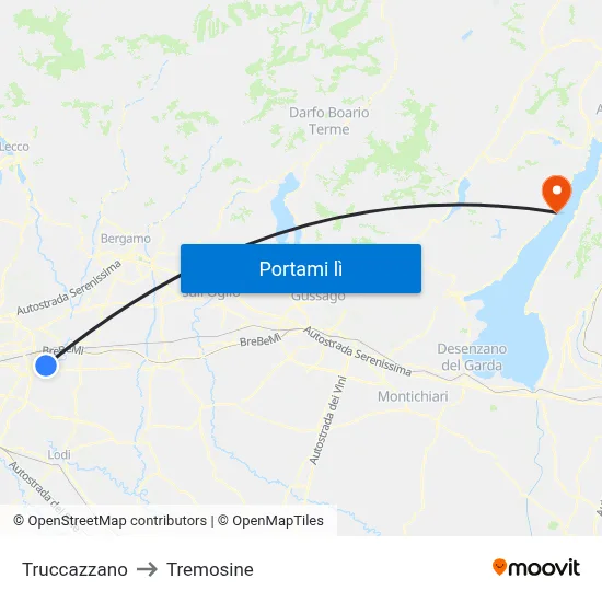 Truccazzano to Tremosine map