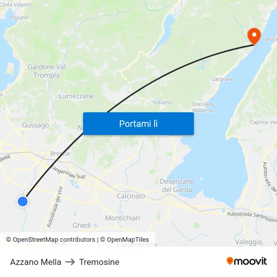 Azzano Mella to Tremosine map