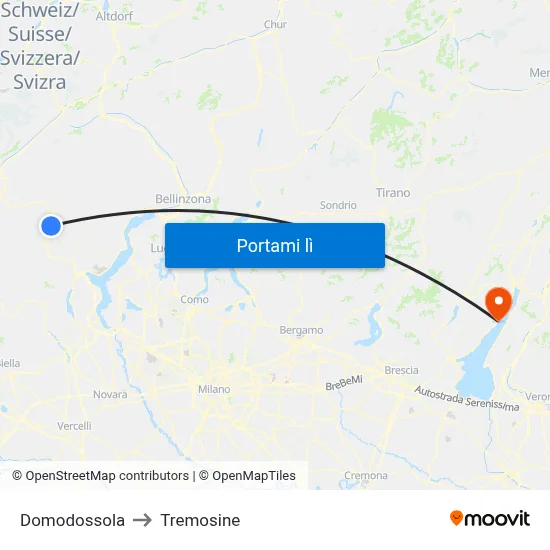 Domodossola to Tremosine map