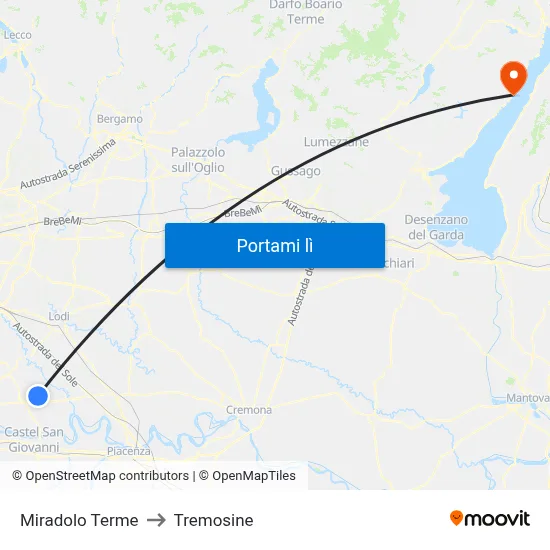 Miradolo Terme to Tremosine map