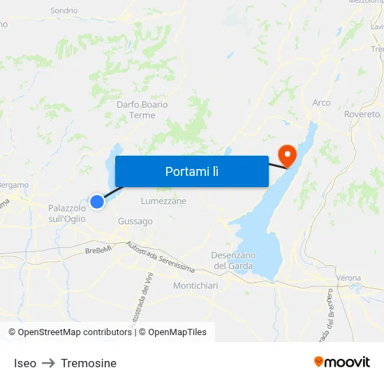 Iseo to Tremosine map