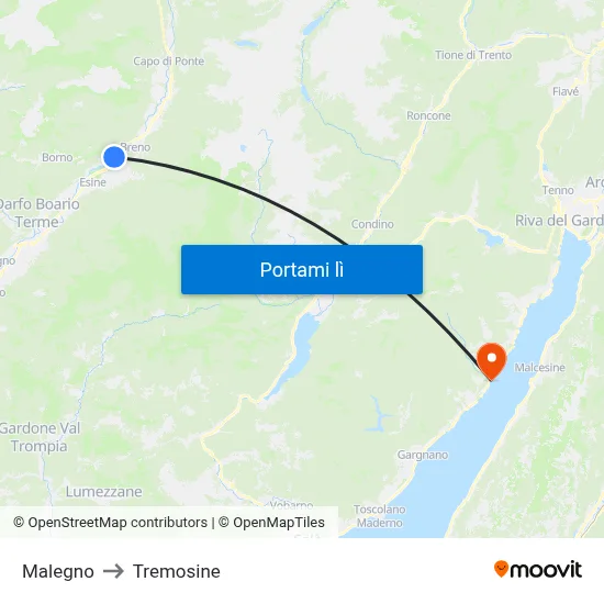Malegno to Tremosine map