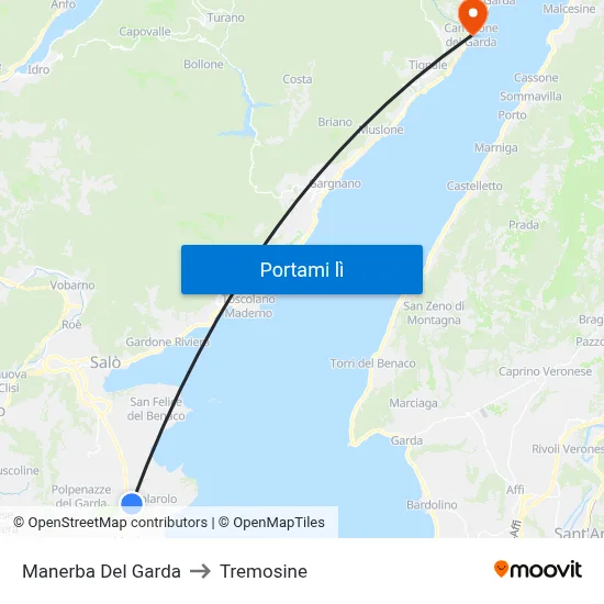 Manerba Del Garda to Tremosine map