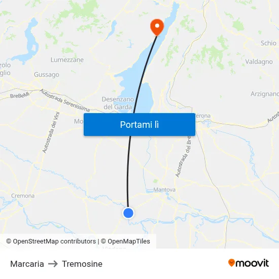 Marcaria to Tremosine map