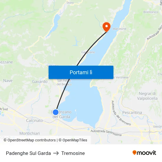 Padenghe Sul Garda to Tremosine map