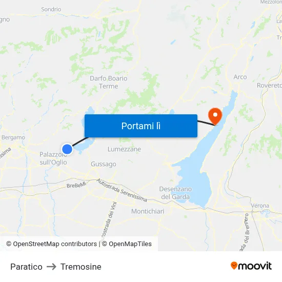 Paratico to Tremosine map