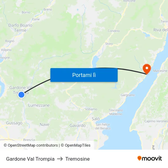 Gardone Val Trompia to Tremosine map