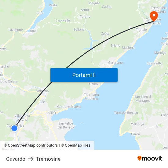 Gavardo to Tremosine map