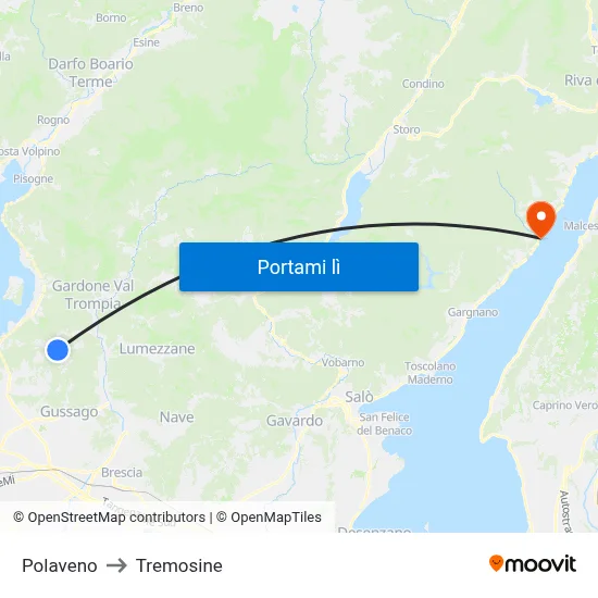 Polaveno to Tremosine map