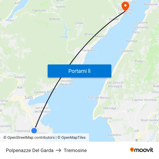 Polpenazze Del Garda to Tremosine map