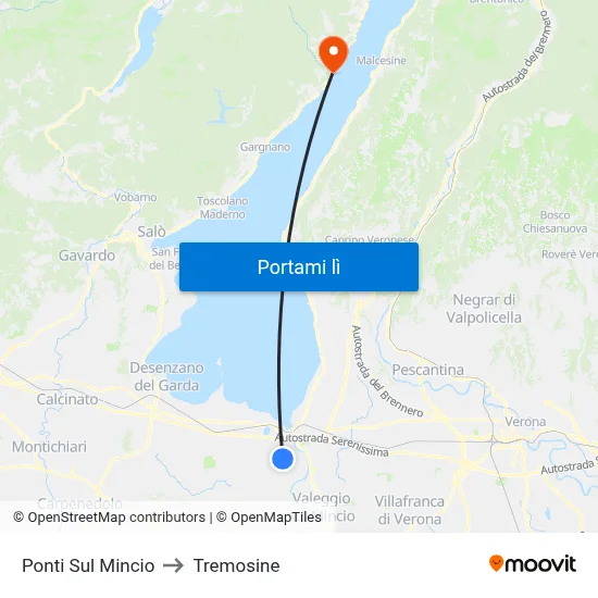 Ponti Sul Mincio to Tremosine map