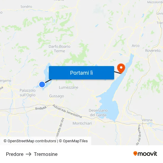Predore to Tremosine map
