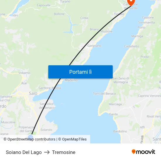 Soiano Del Lago to Tremosine map