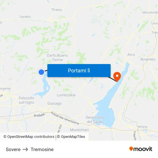 Sovere to Tremosine map