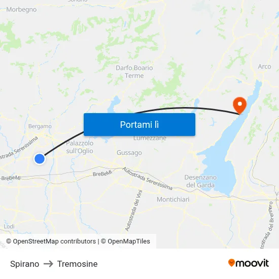 Spirano to Tremosine map