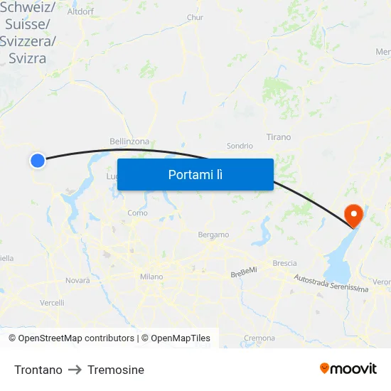 Trontano to Tremosine map