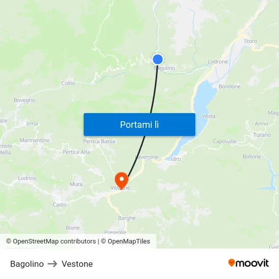 Bagolino to Vestone map