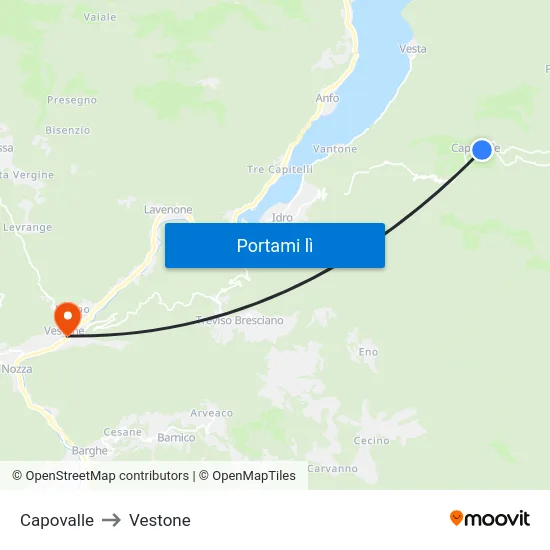 Capovalle to Vestone map