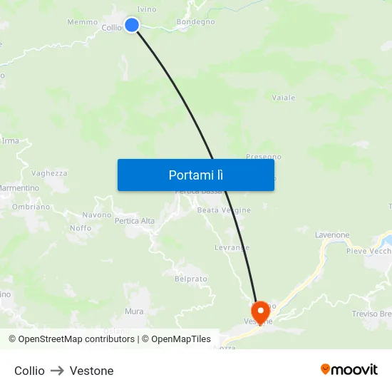 Collio to Vestone map