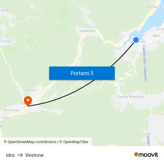 Idro to Vestone map