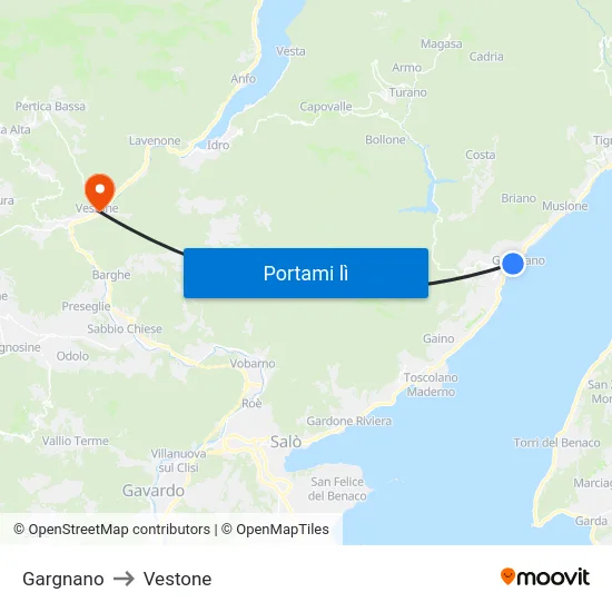 Gargnano to Vestone map